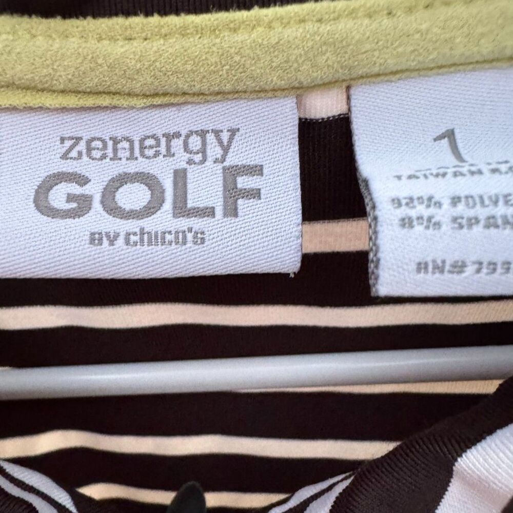 Zernergy Golf by Chico Activewear Tops Short Sleeve Black & White Stripe Size 1 - Picture 6 of 8